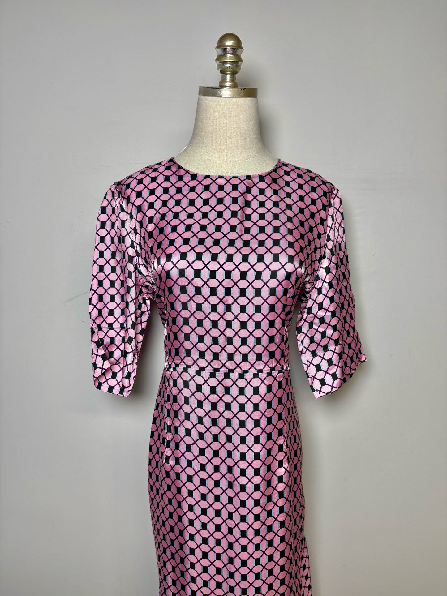 Women Size 8 (M) Marni Pink, Black Print Drop Waist Pre-owned Dress