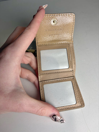 Burberry Patent Leather Mini Wallet Tri-fold Khaki Keychain