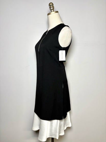 Women Size 34 (4 US) Vintage Karl Lagerfeld Y2K Black, White Ruffle  Hem Dress