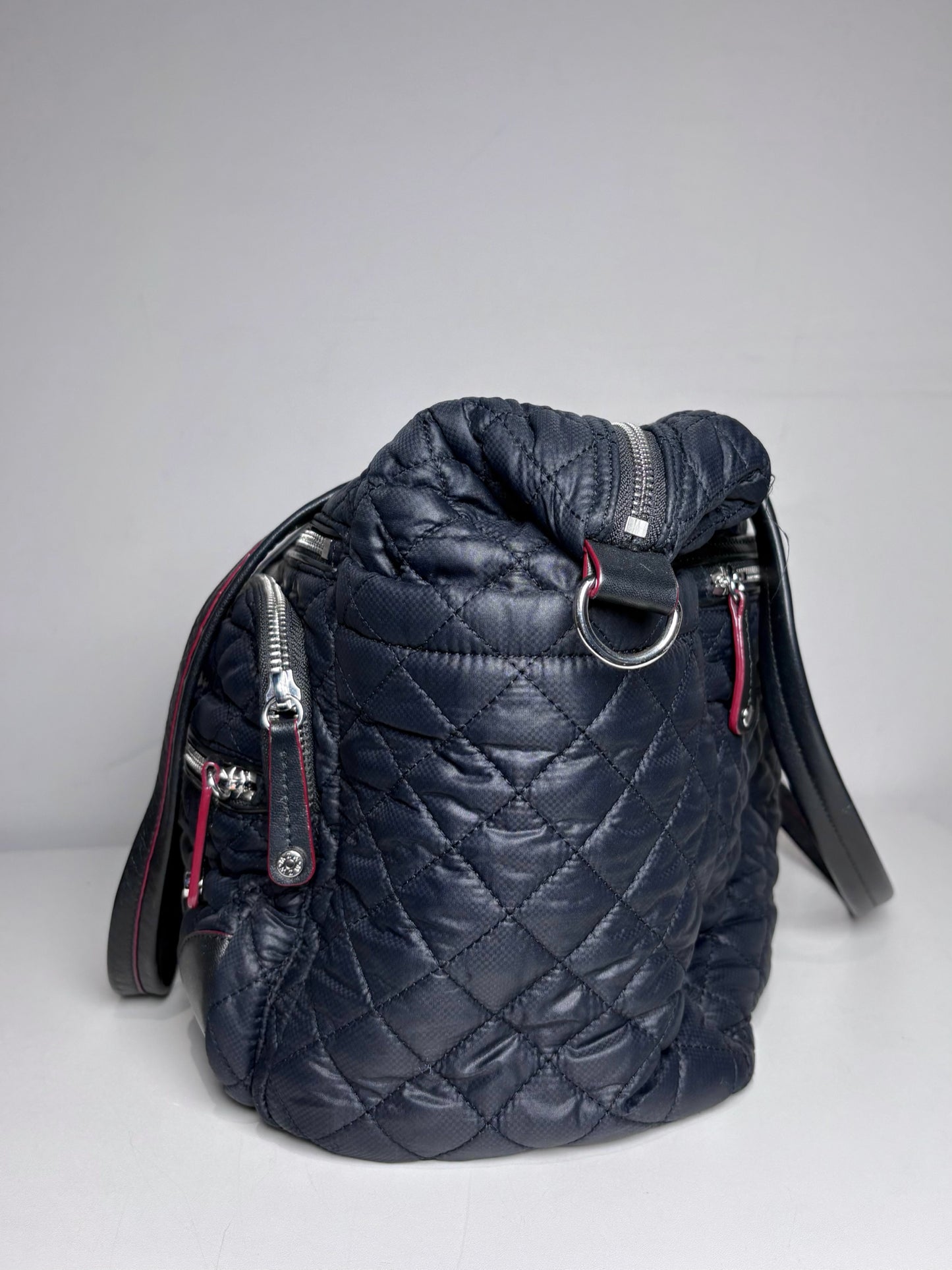 MZ Wallace Solid Nylon Pre-owned Blue Cowhide Trim Travel Tote