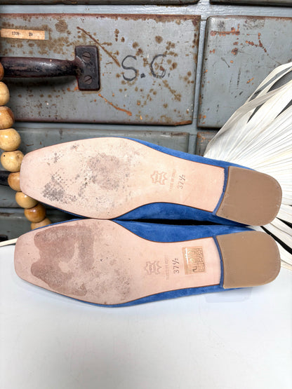 W Shoe Size 37.5 Ann Mashburn Cornflower Blue Suede Flats