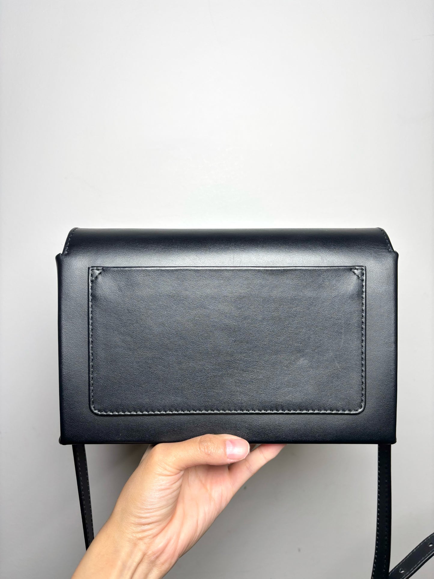 Moschino Solid Leather Black Crossbody Lettering Purse