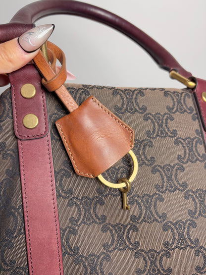 Celine Monogram Vintage Canvas, Leather Burgundy Vintage Tote