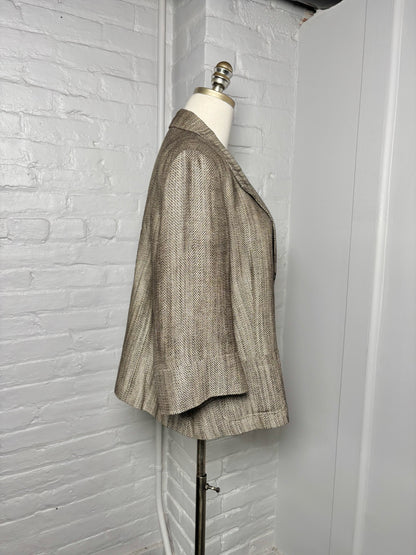Women Size 14 Lafayette 148 Brown, Cream Blazer