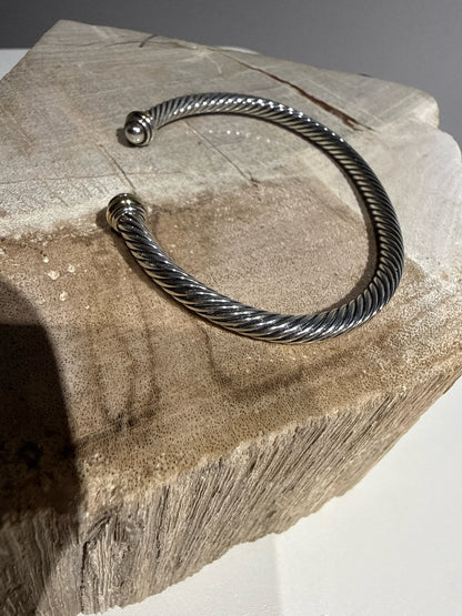 David Yurman Cable Twist 4mm Sterling Silver/18k Yellow Gold Bracelet