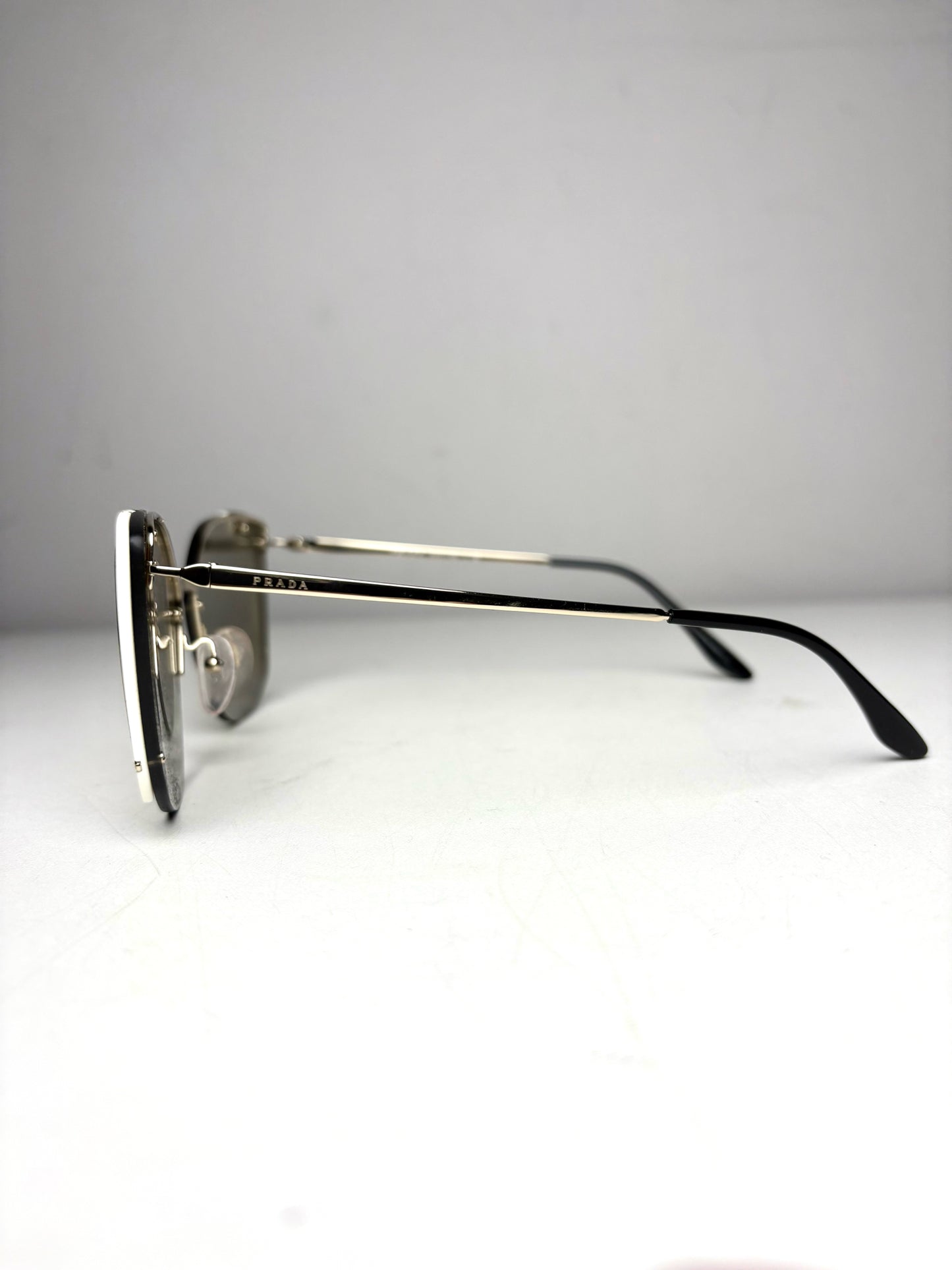 Women's Prada Absolute Ornate PR 59VS Black & Gold Pre-Owned Oversized Sunglasses