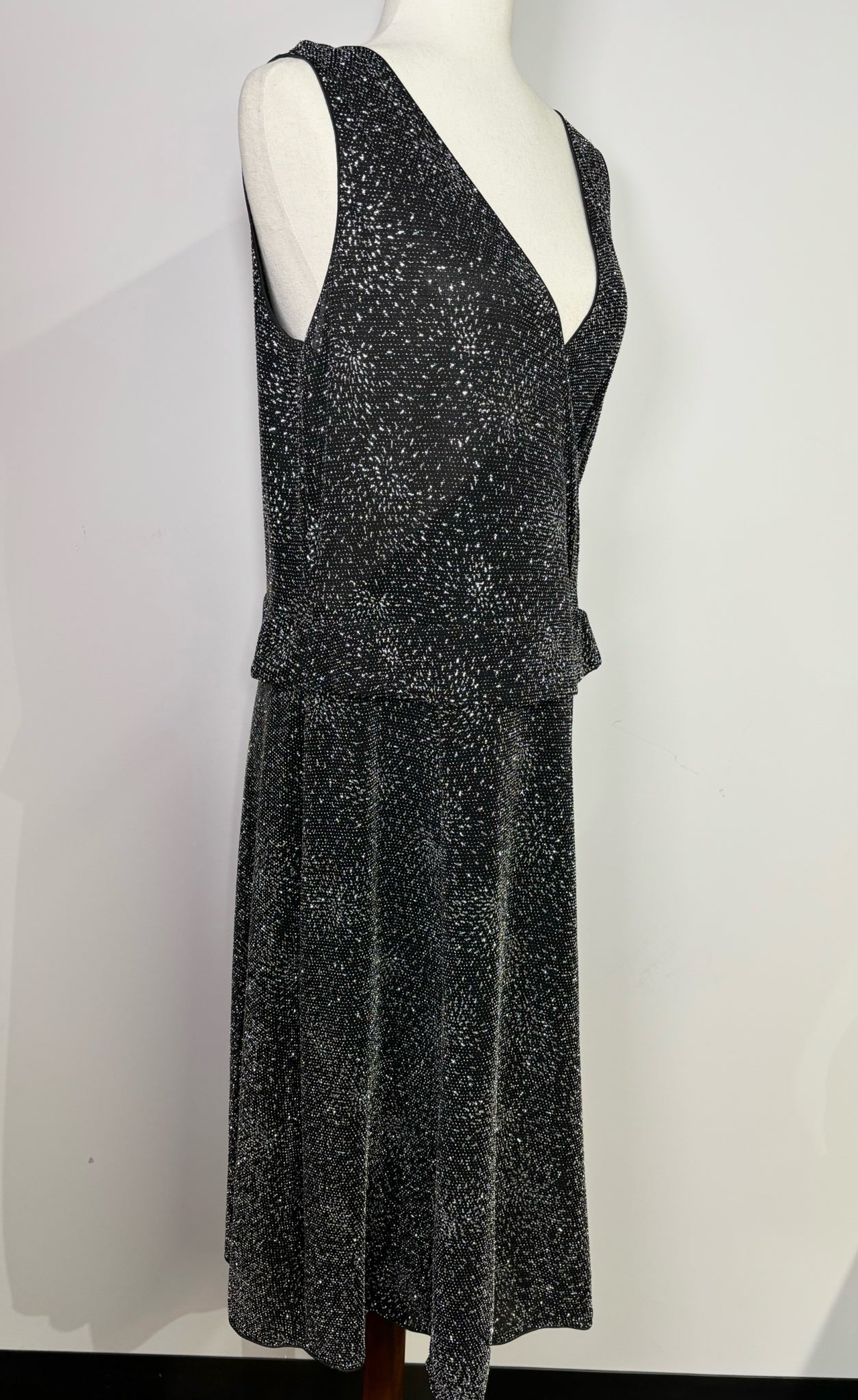 Women Size 14 Giorgio Armani Black Sparkle Stretch Knit Dress