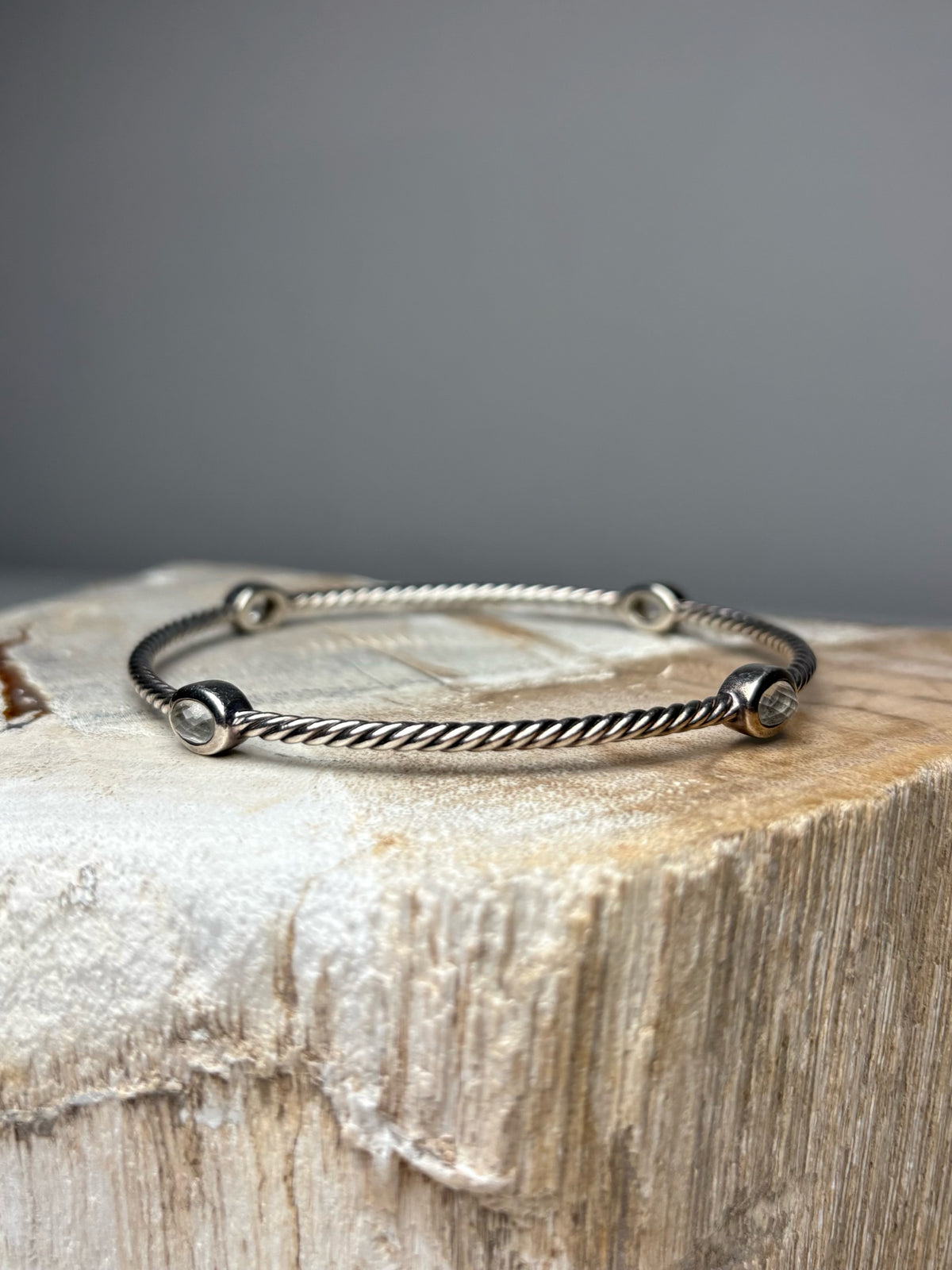 Women's David Yurman Confetti 4-Station Quartz Sterling Silver Pre-Owned Bangle Bracelet