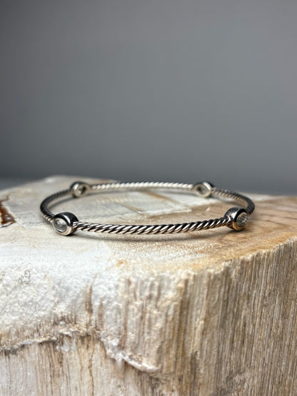 Women's David Yurman Confetti 4-Station Quartz Sterling Silver Pre-Owned Bangle Bracelet