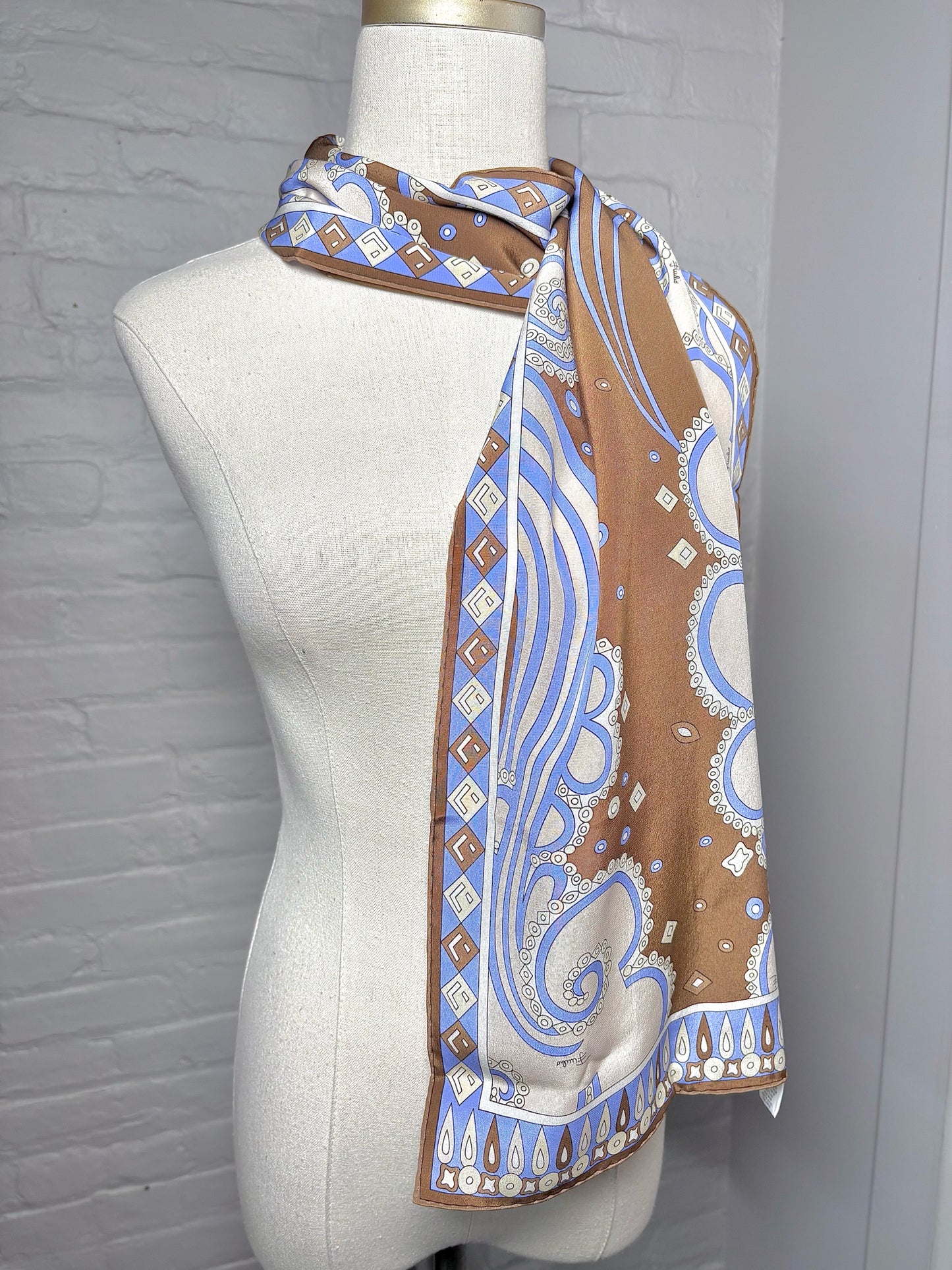 Emilio Pucci Psychedelic Print Silk 63 x 13 Scarf