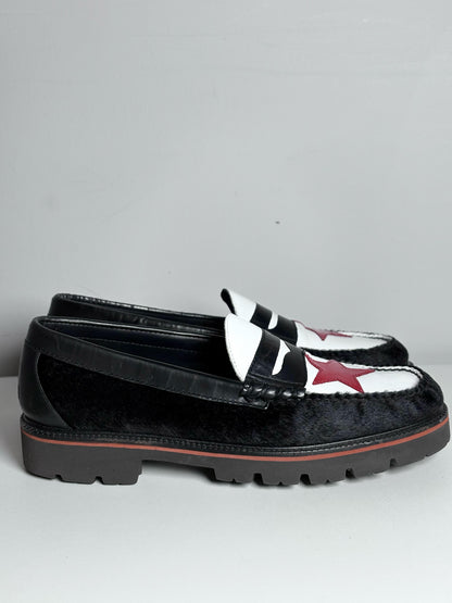 G.H Bass & Co Black, White, Red Leather Pre-Owned Men's Size 11 Men's Loafers
