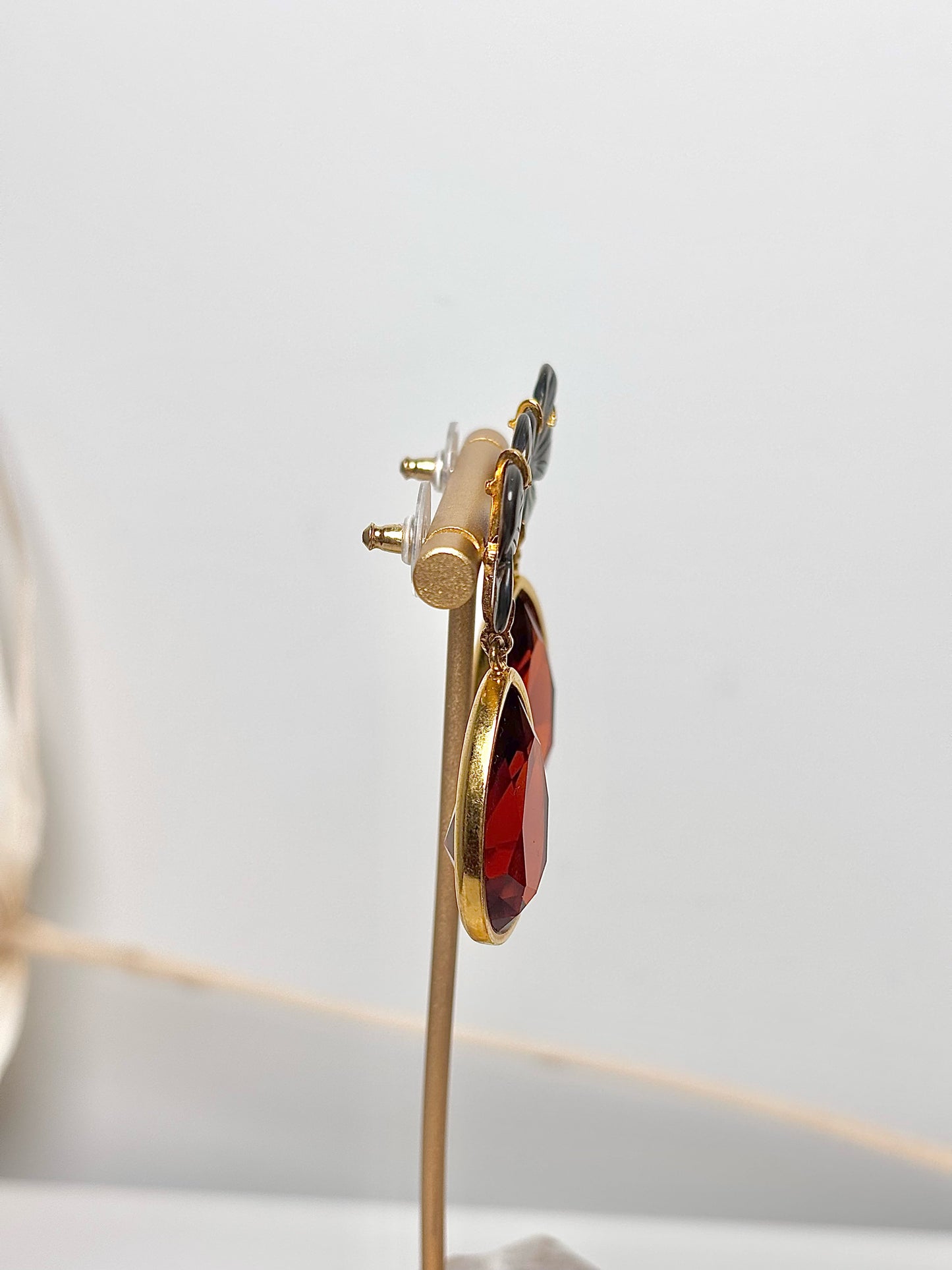 Lizzie Fortunato Garnet Stone 10K Gold Plated Earrings