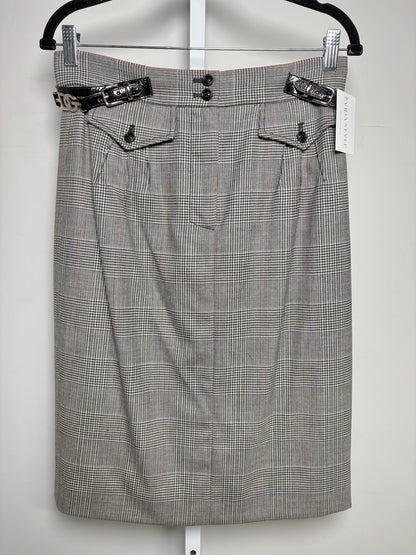 Dolce & Gabbana Gray Plaid Silver Logo Buckles Skirt