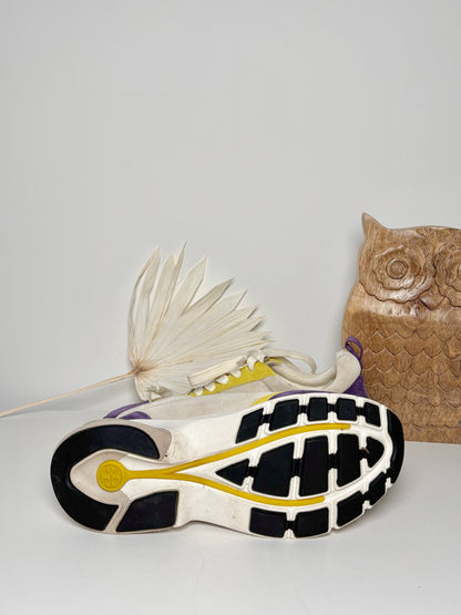 W Shoe Size 9.5 Tory Burch Yellow, Purple Leather Suede Sneakers