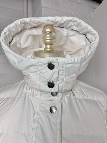 Women Size XS Burberry Brit White Goose Down Puffer Belted Coat