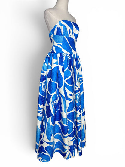 Women Size S Milly Annette Dream Rose Blue, White Ballgown NWT Pre-owned