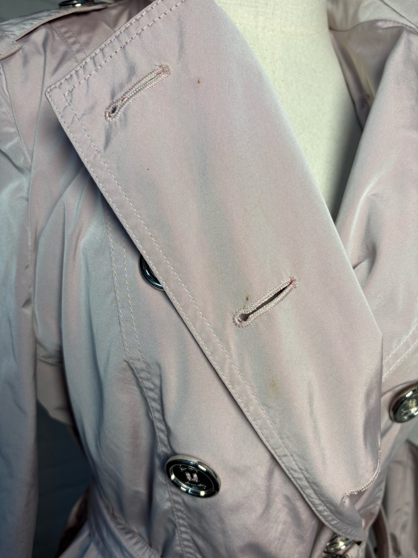 Women Size 10 Burberry Dusty Pink Solid Trench Short Coat