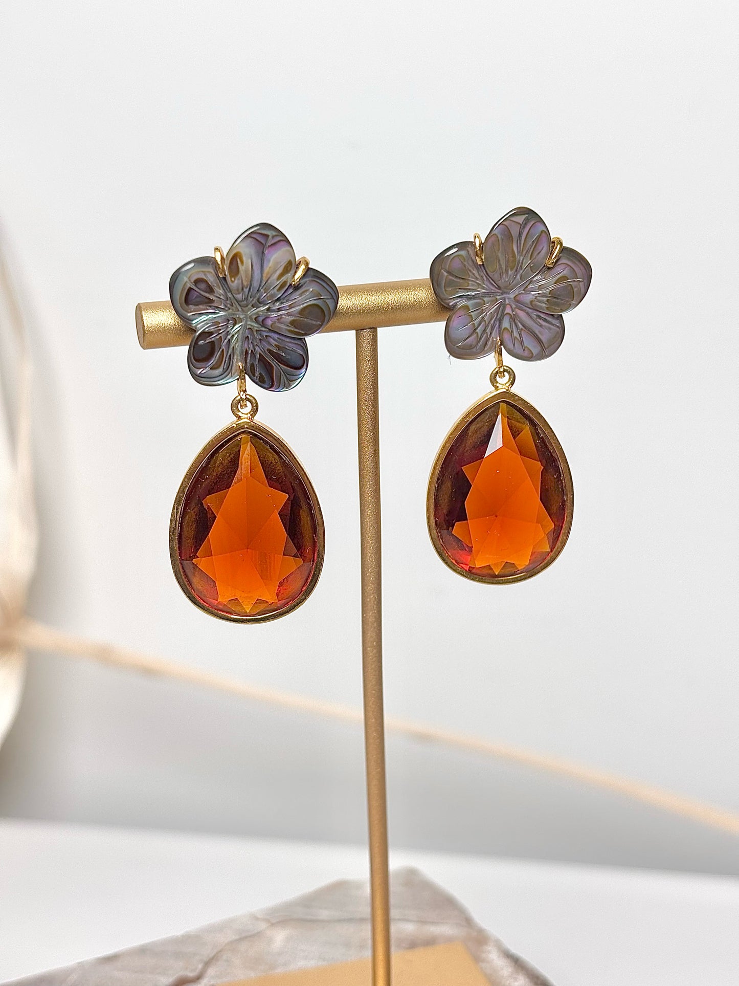 Lizzie Fortunato Garnet Stone 10K Gold Plated Earrings