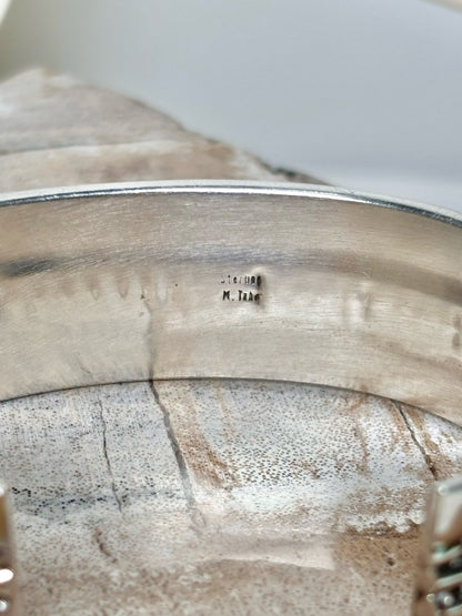 Michael Taho Sterling Silver 925 Stamped Beads Cuff Bracelet