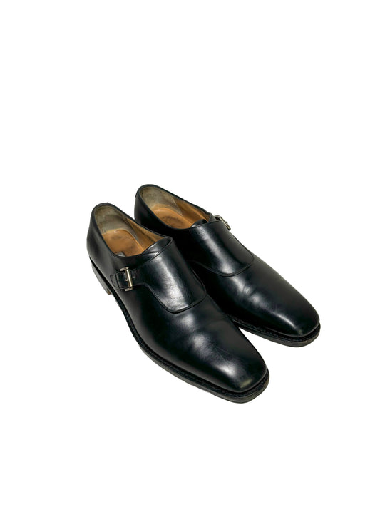Salvatore Ferragamo Black Leather Solid Size 11 Cowhide Men's Shoes