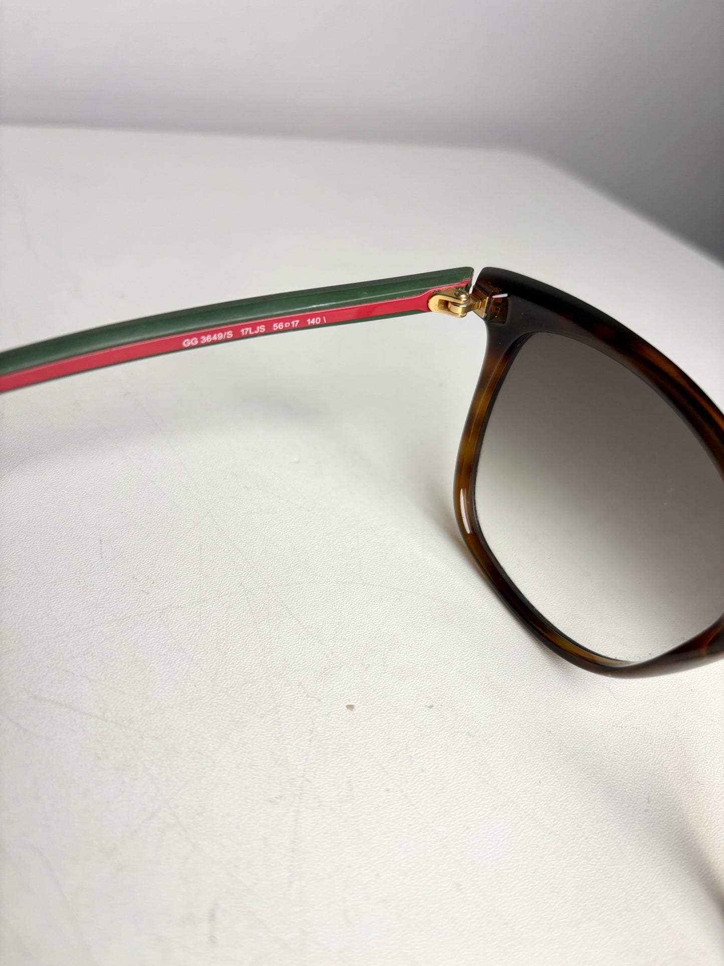Women's Gucci GG 3649/S Brown w/Red, Green Web Stripe Acetate Sunglasses Pre-Owned