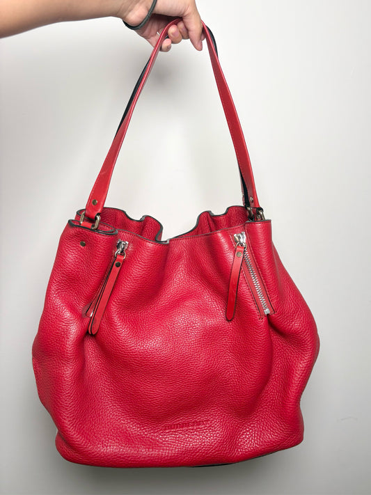 Leather Burberry Haymarket Check Pre-owned Red Medium Purse