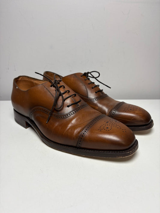 Men's Ralph Lauren Purple Label Tan Burnished Calfskin Pre-Owned Denver Dress Shoes