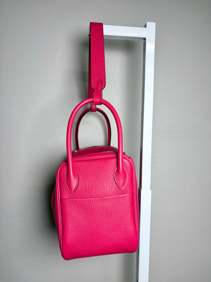 Women's Hermes Clemence Lindy 26 Pink Pre-owned Pink Pebble Grain Leather Purse