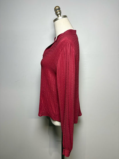 Women's Size 38 (US 2–4) Zeus + Dione Burgundy Textured Pure Silk Pre-Owned Top