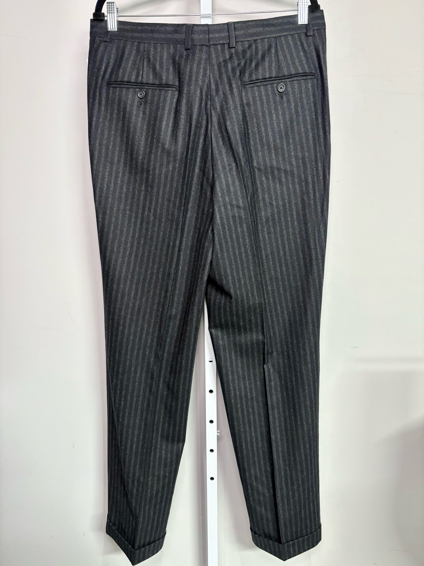Burberry Black, Charcoal 100% Wool Striped Men's 42L Suit