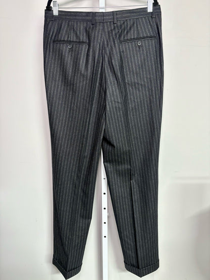 Burberry Black, Charcoal 100% Wool Striped Men's 42L Suit
