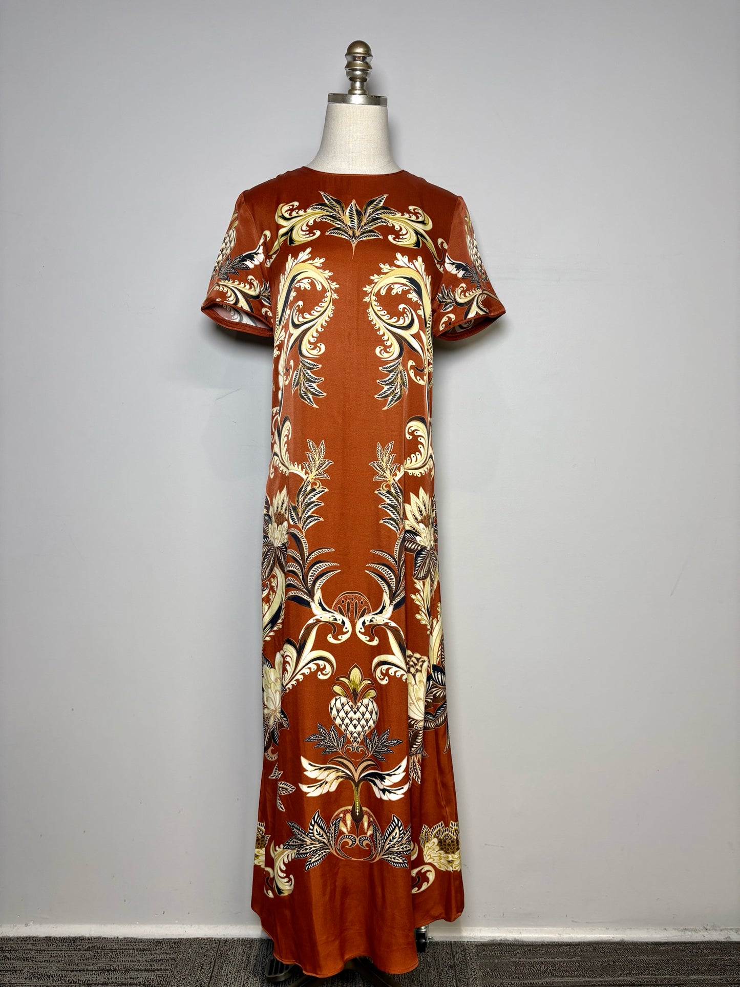 Women Size S Farm Rio Brown Floral Print Midi Pre-owned Dress