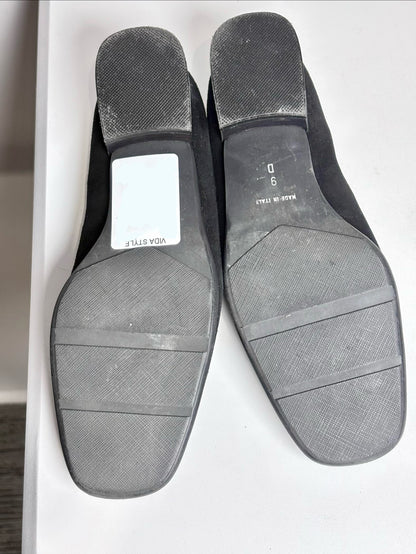 W Shoe Size 9 Firenze Black Leather Suede Women's Pre-owned, NWT Loafers