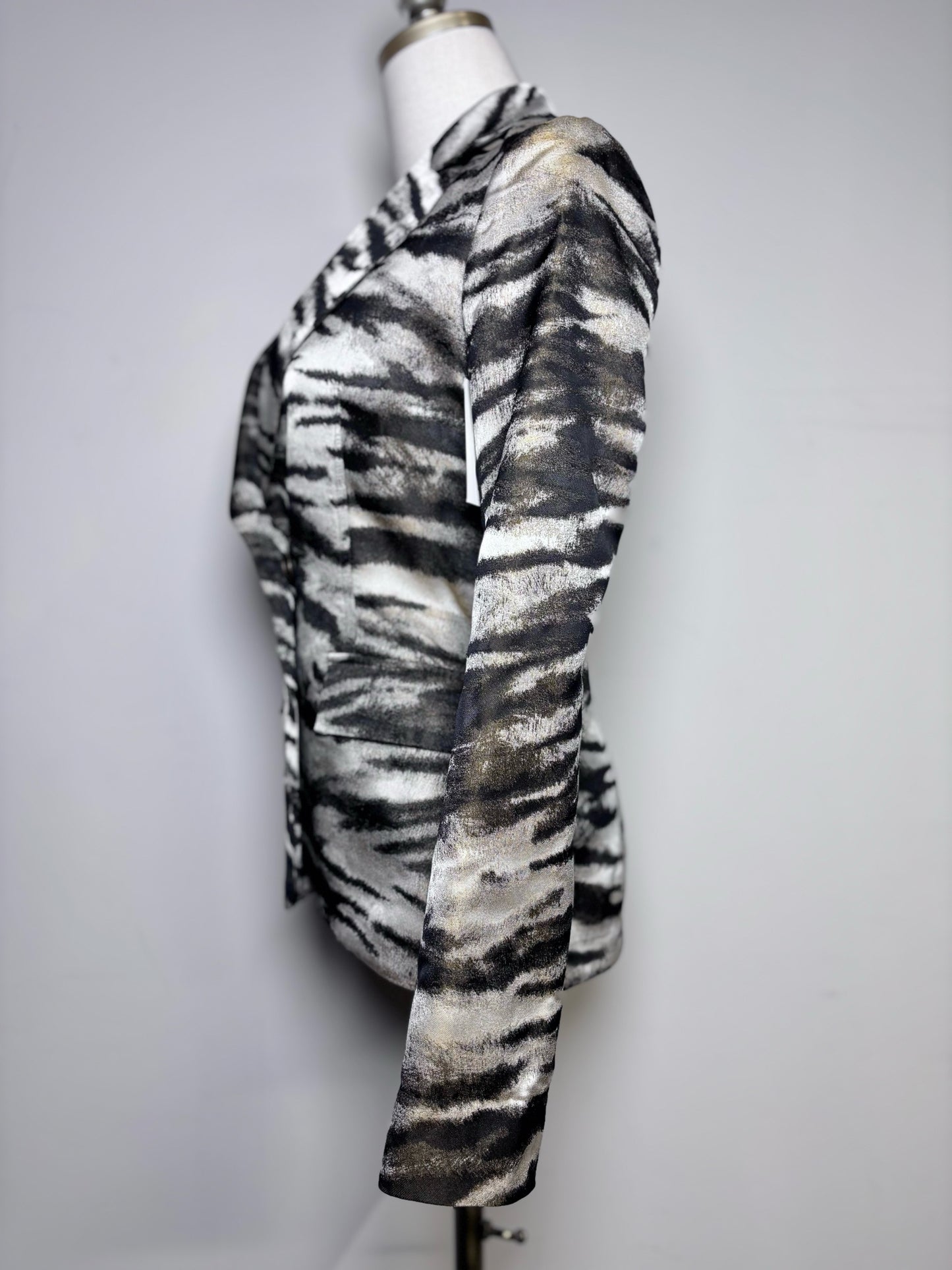 Women Size 36 (S) Lanvin Brown Animal Stripe Silk Blend NWT Jacket