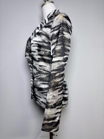Women Size 36 (S) Lanvin Brown Animal Stripe Silk Blend NWT Jacket