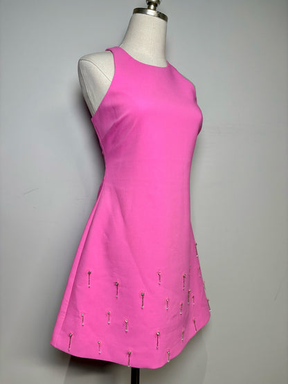 Women Size 6 Likely Hot Pink Solid Polyester Blend Women's Polyester Blend Dress