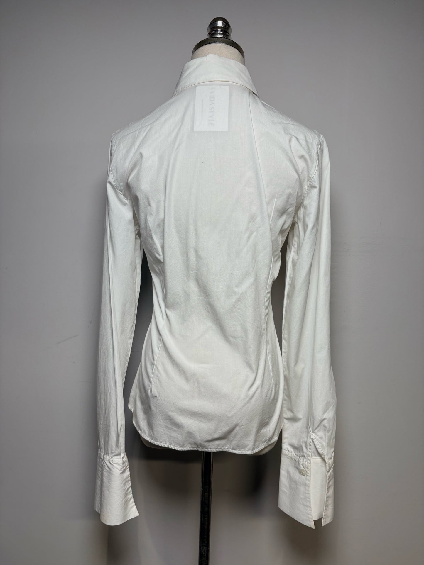 Women Size 2 Anne Fontaine White Pintuck Pure Cotton Pre-Owned Fitted Shirt