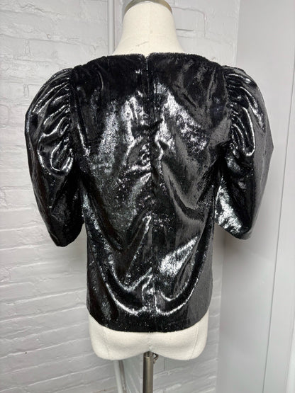 Women Size 42 Jucca Black Metallic Polyester Blouse