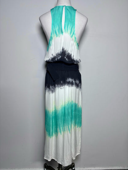 Women Size 8 ALC Green Watercolor Sleeveless Midi Silk Dress