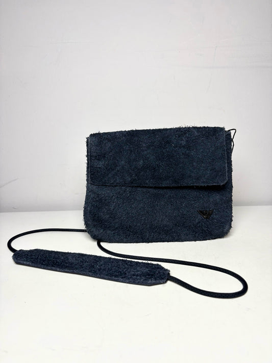Emporio Armani Slate Blue Suede Men's Bag Pre-Owned NWT