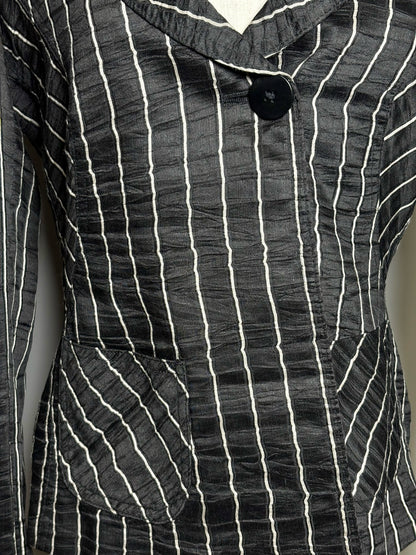 Women Size 8 Armani Collection Black, Beige Stripe Lino Women's Pre-owned Blazer