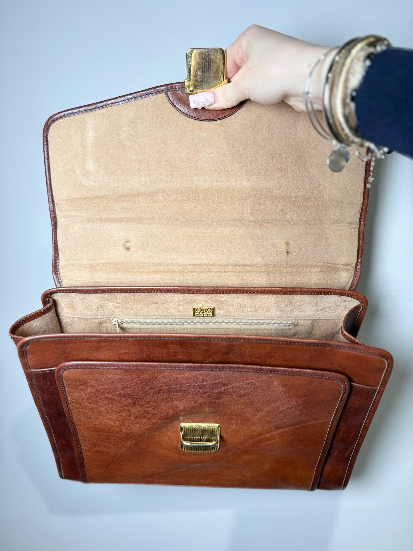 Men's Oroton  Leather Cognac Small Briefase