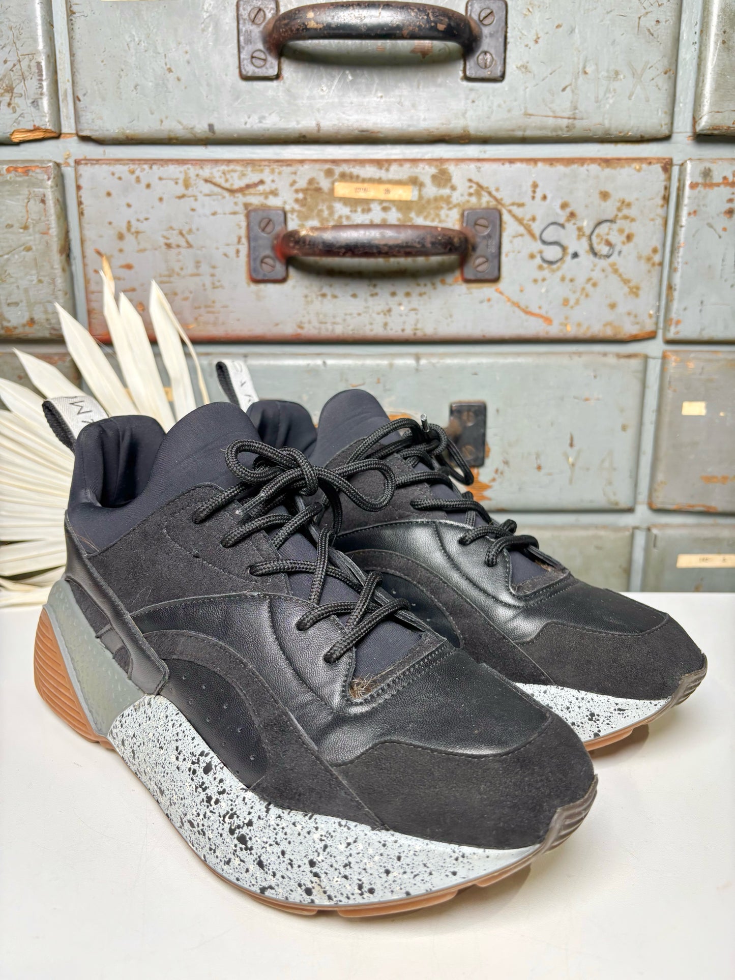 W Shoe Size 39 Stella McCartney Black Leather Sneakers