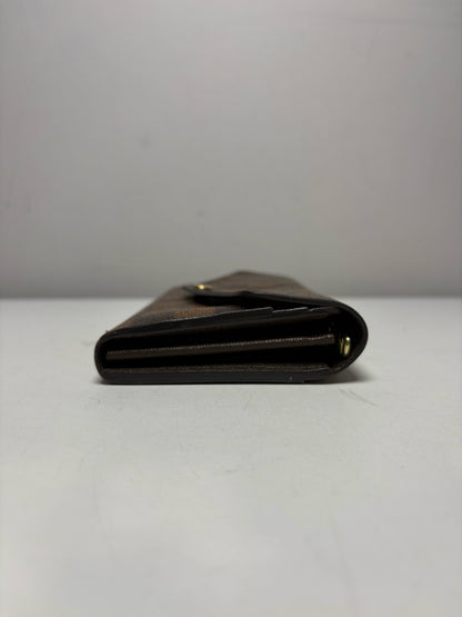 Women's Louis Vuitton Josephine Wallet Damier Ebene Brown Coated Canvas Pre-Owned Medium Wallet