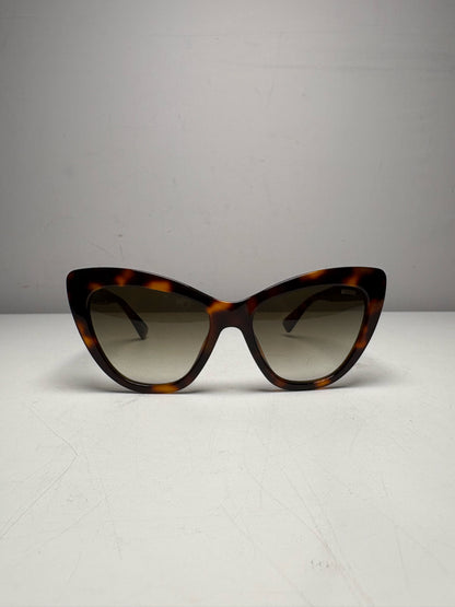 Women's Moschino Havana Brown Tortoiseshell Acetate Pre-Owned Cat-Eye Sunglasses
