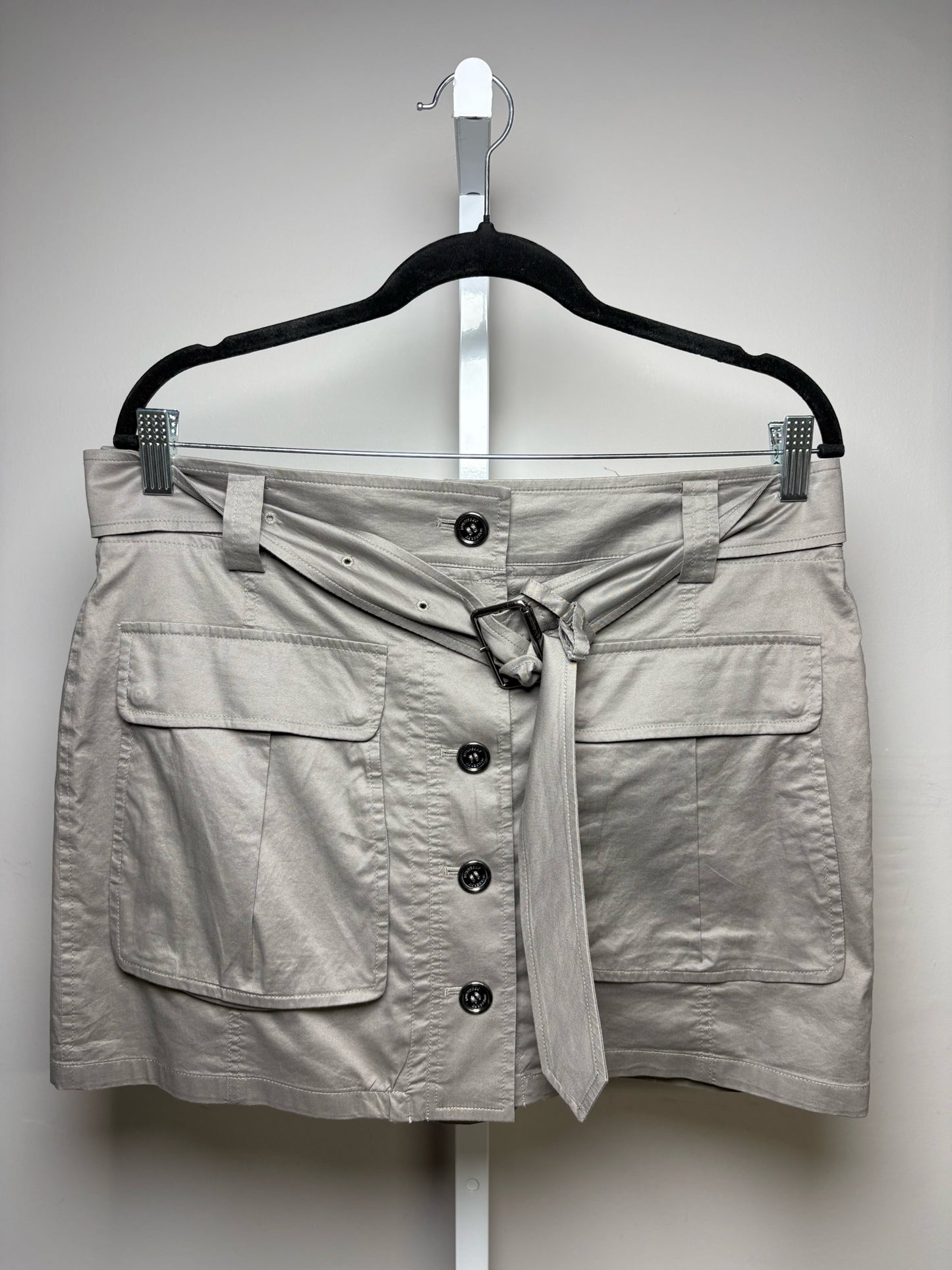 Women Size 8 Burberry Brit Taupe Pure Cotton Pre-Owned Mini Utility Skirt