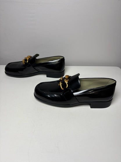 Women's Size 39 (US 9) Bottega Veneta Monsieur Black Patent Leather Pre-Owned Horsebit Loafers