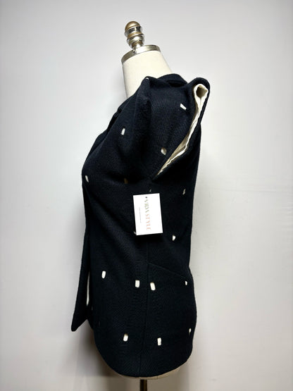 Women Sz 36 Jil Sander Black Cutouts Wool w/Cotton Lining Top Pre-owned Vintage