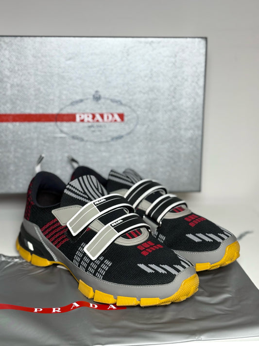 Prada Black,Gray,Red,Yellow solid w abstract lines Men's Sneakers
