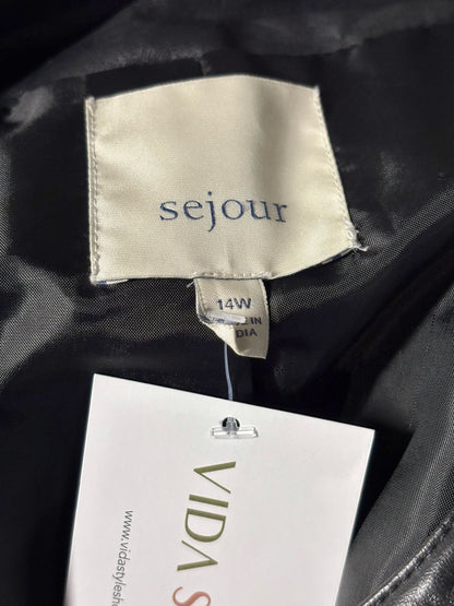 Women Size 16W Sejour Black Quilted, Studded Women's 100% Leather Jacket